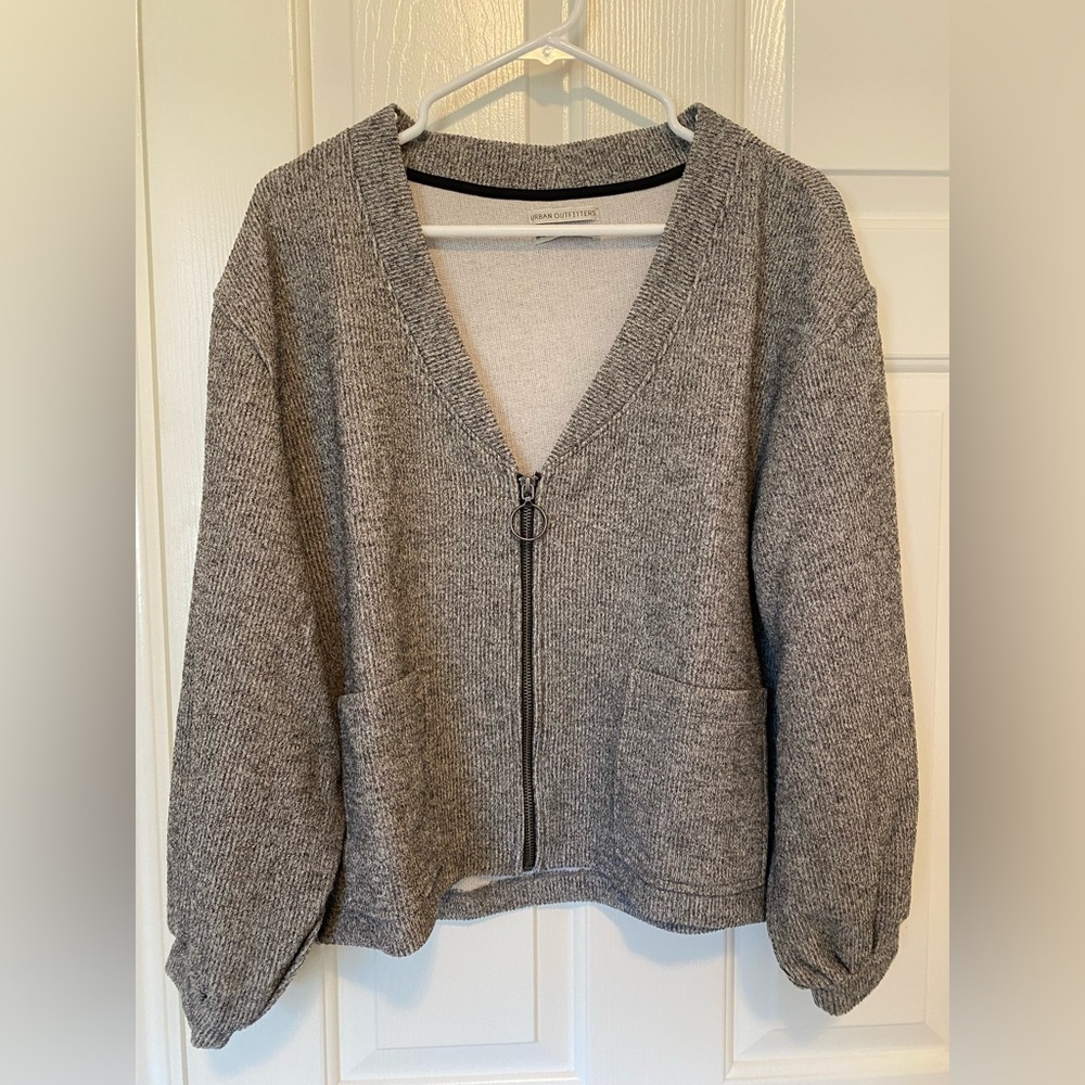 Urban Outfitters Gray Zip-Up Cardigan Sweater